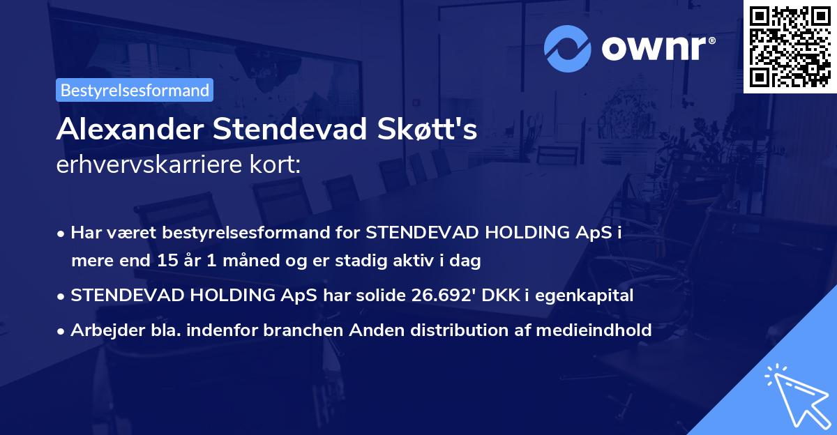 Alexander Stendevad Skøtt's erhvervskarriere kort