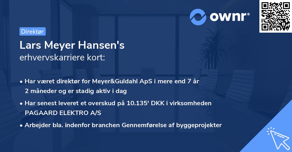 Lars Meyer Hansen's erhvervskarriere kort
