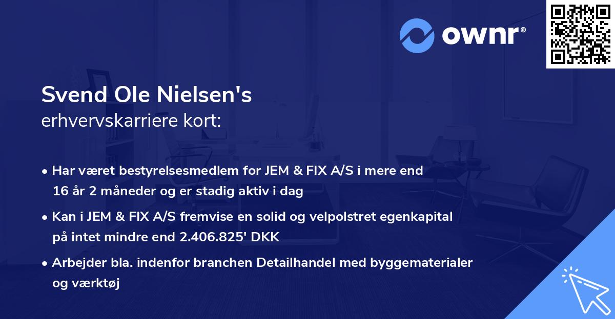 Svend Ole Nielsen's erhvervskarriere kort