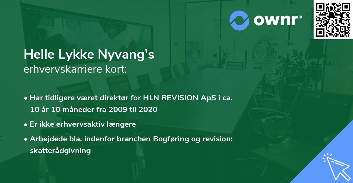 Helle Lykke Nyvang's erhvervskarriere kort