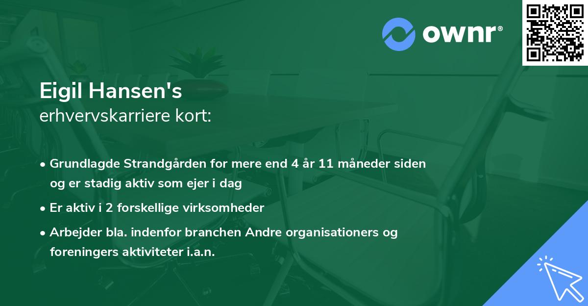 Eigil Hansen's erhvervskarriere kort