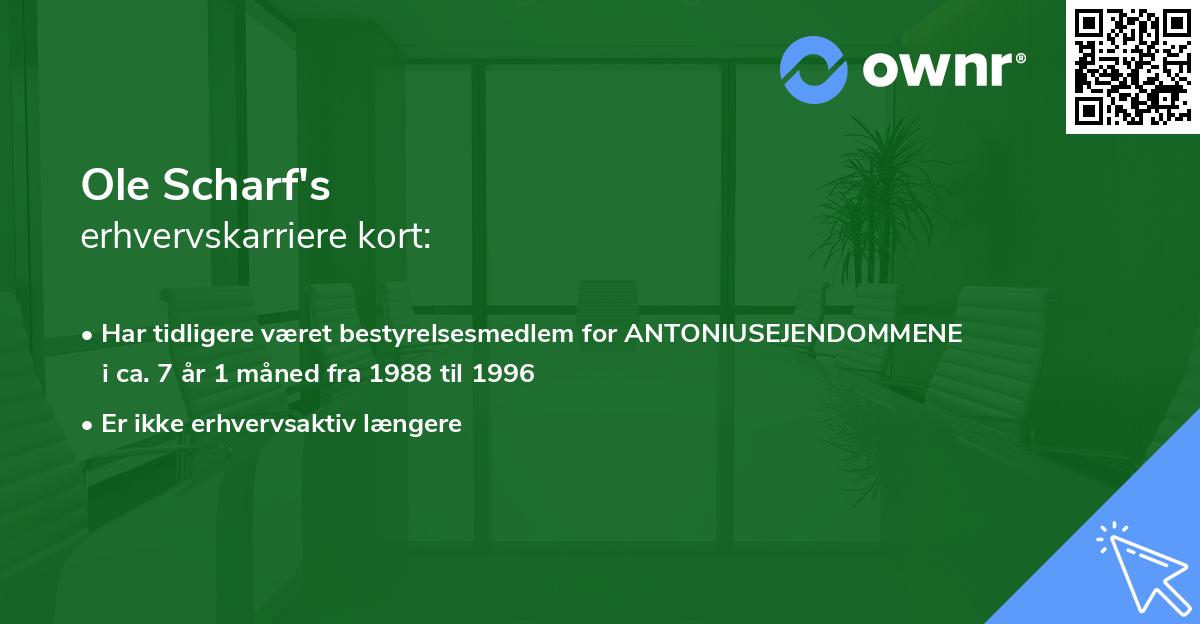 Ole Scharf's erhvervskarriere kort