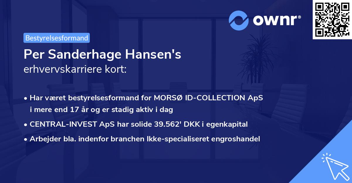 Per Sanderhage Hansen's erhvervskarriere kort