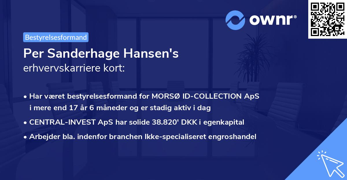 Per Sanderhage Hansen's erhvervskarriere kort