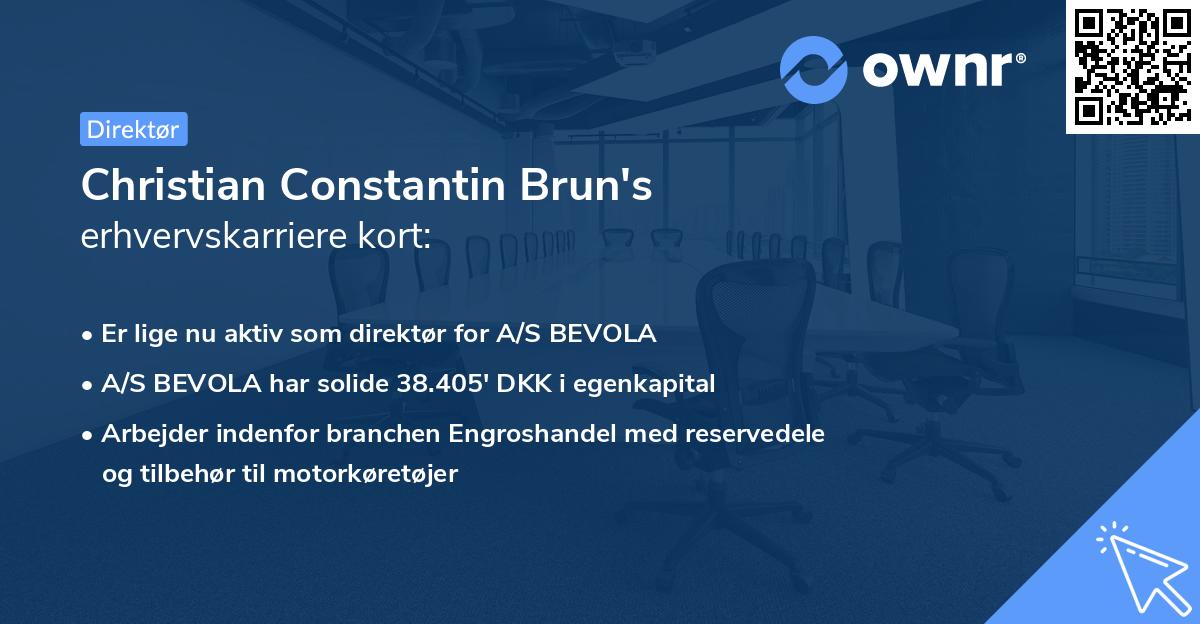 Christian Constantin Brun's erhvervskarriere kort