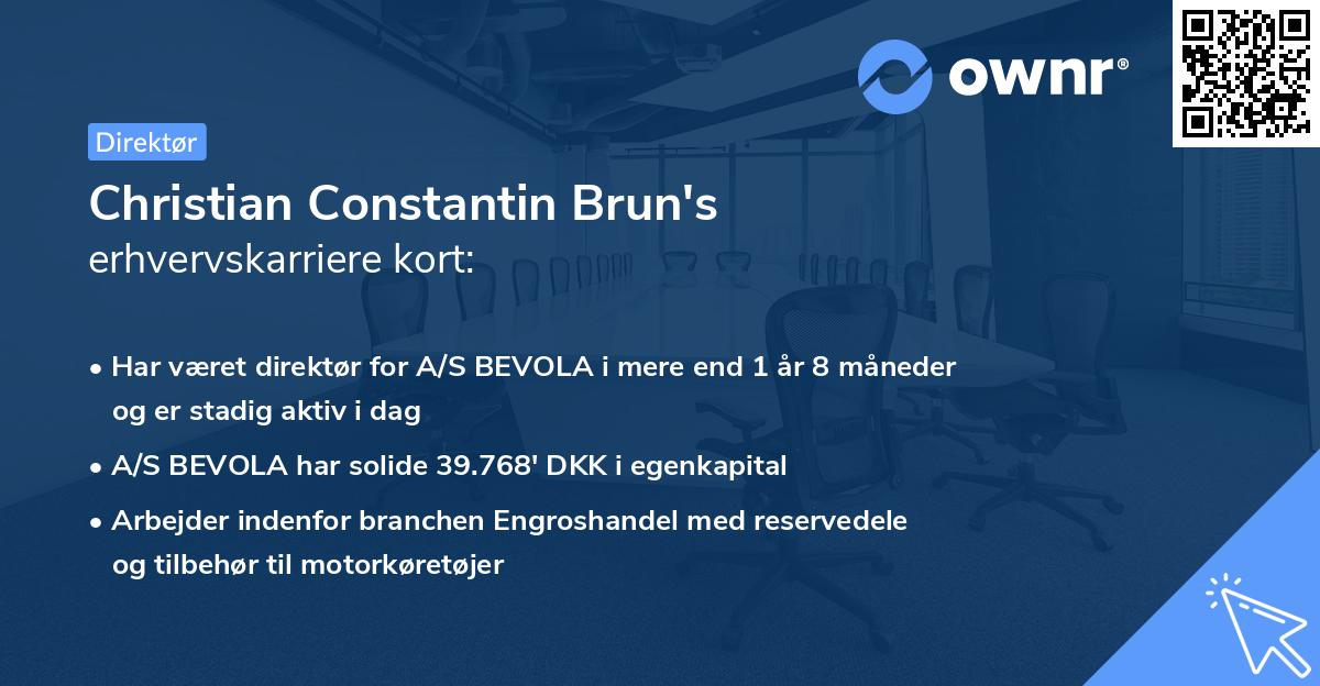 Christian Constantin Brun's erhvervskarriere kort