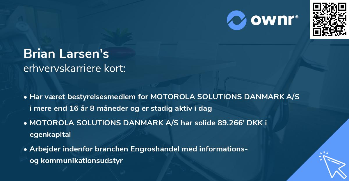 Brian Larsen's erhvervskarriere kort