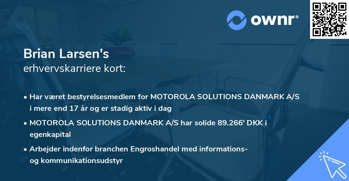 Brian Larsen's erhvervskarriere kort