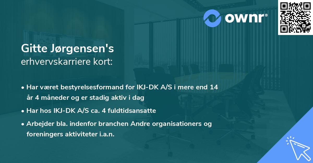 Gitte Jørgensen's erhvervskarriere kort