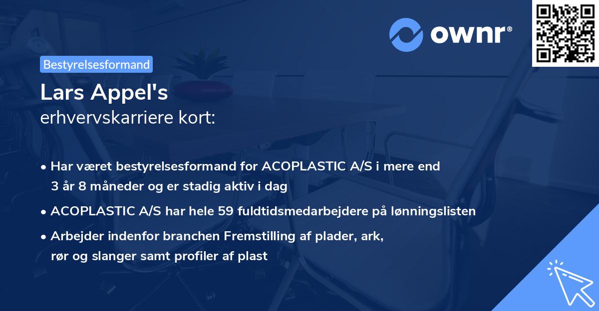 Lars Appel's erhvervskarriere kort