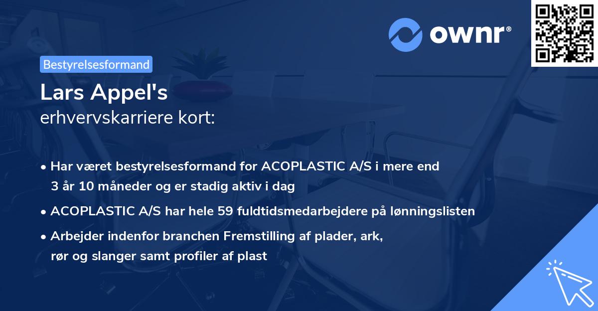Lars Appel's erhvervskarriere kort