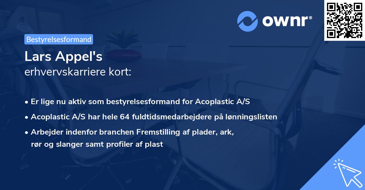 Lars Appel's erhvervskarriere kort