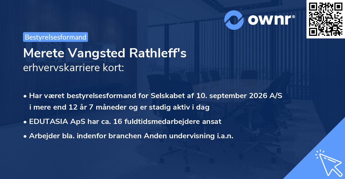 Merete Vangsted Rathleff's erhvervskarriere kort