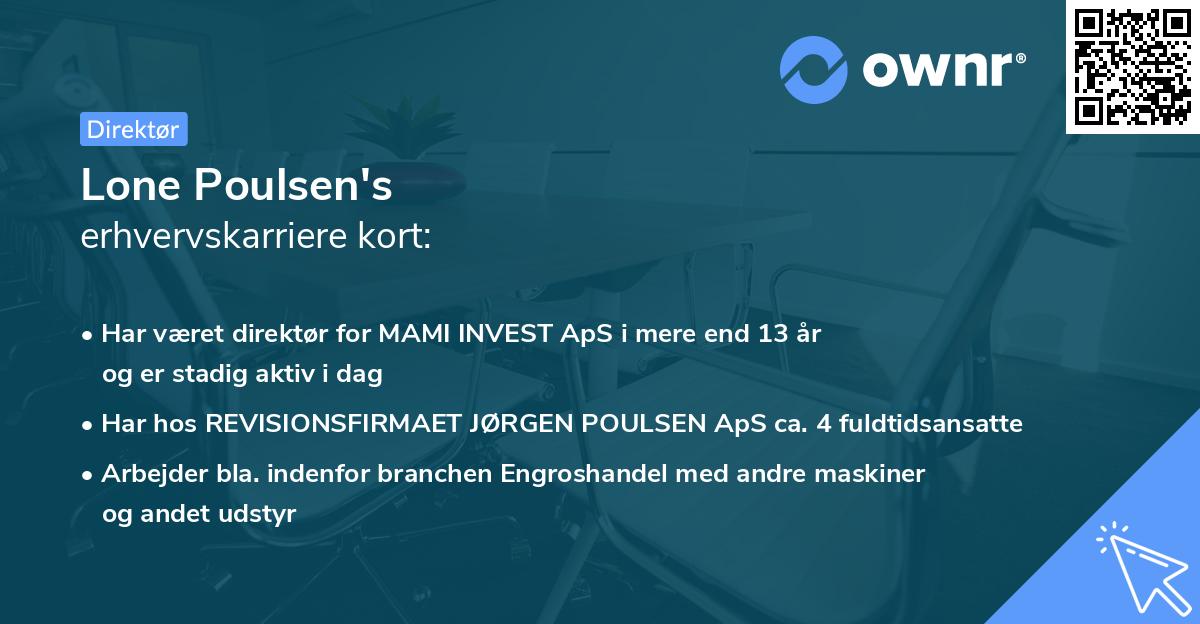 Lone Poulsen's erhvervskarriere kort