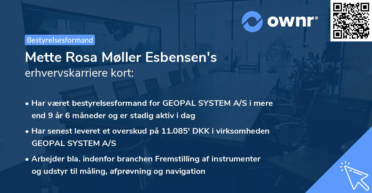 Mette Rosa Møller Esbensen's erhvervskarriere kort