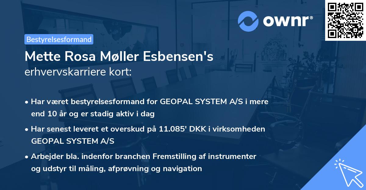 Mette Rosa Møller Esbensen's erhvervskarriere kort