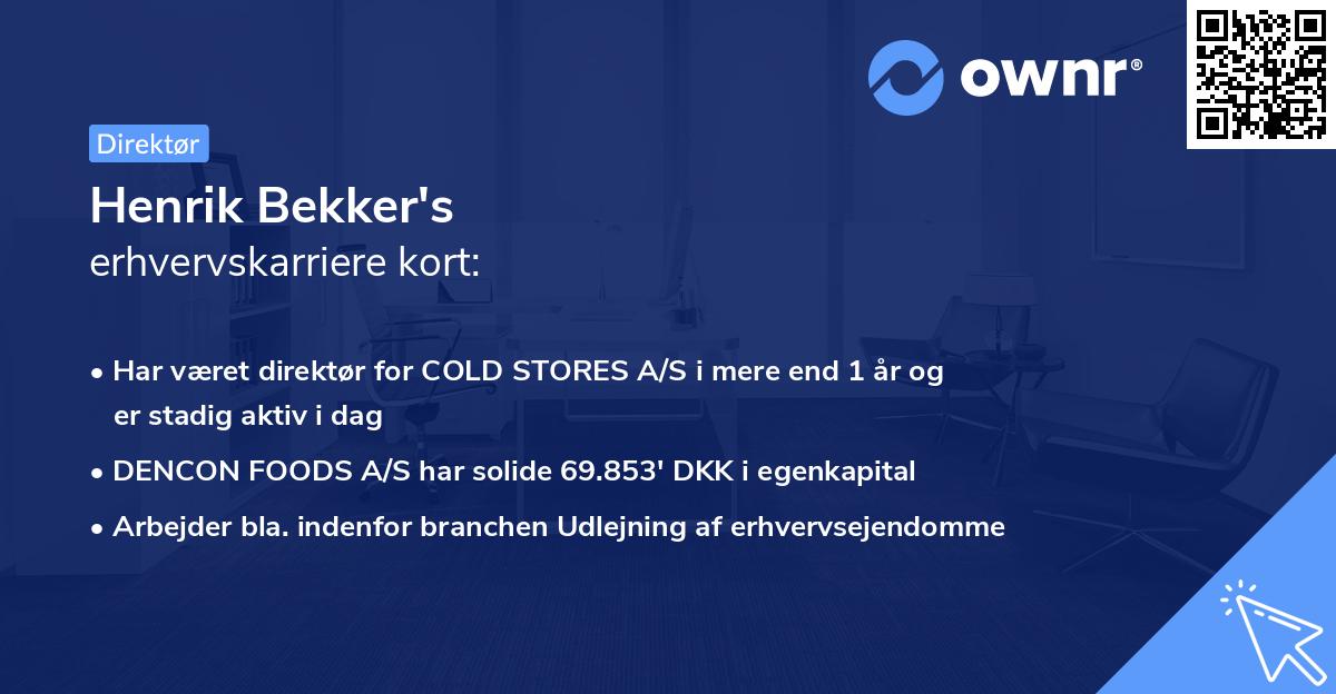 Henrik Bekker's erhvervskarriere kort