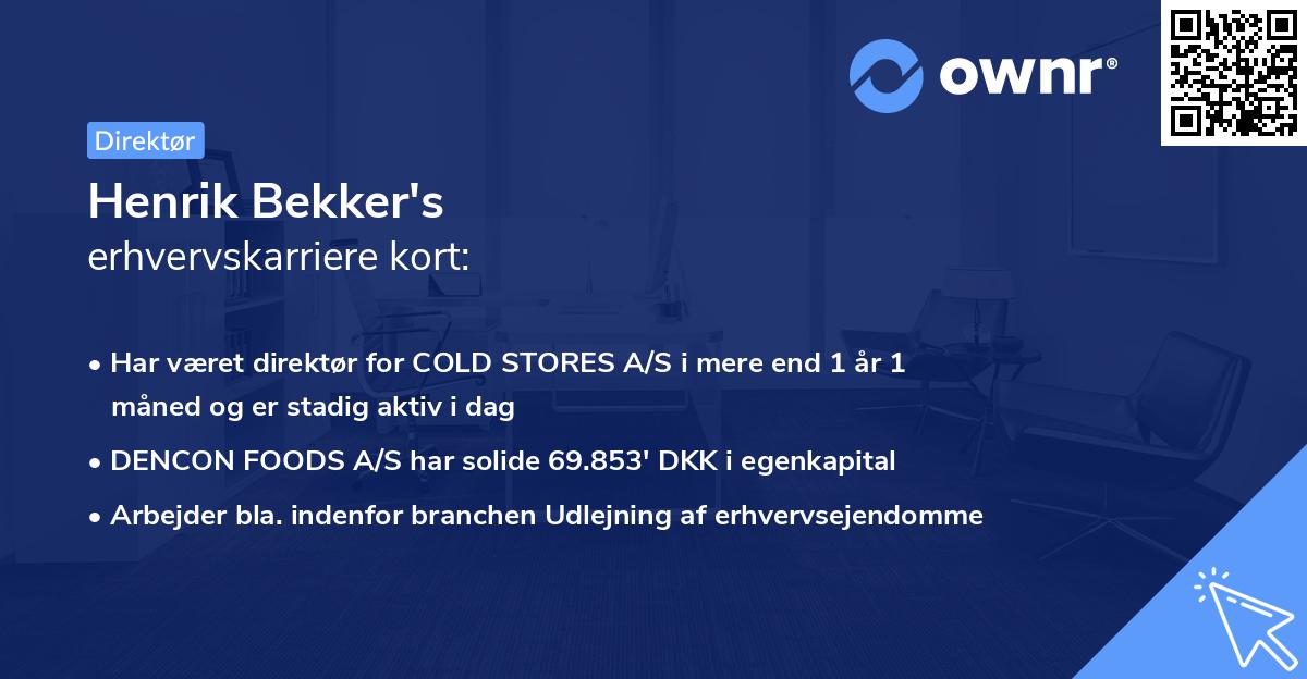Henrik Bekker's erhvervskarriere kort