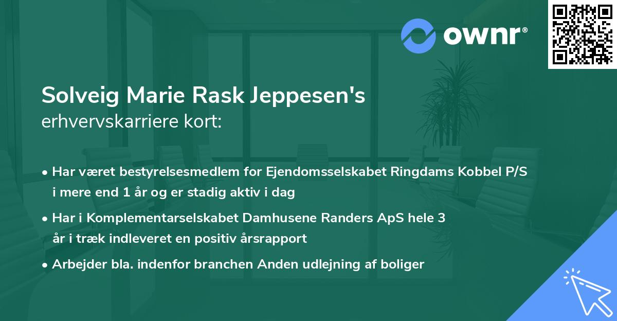 Solveig Marie Rask Jeppesen's erhvervskarriere kort