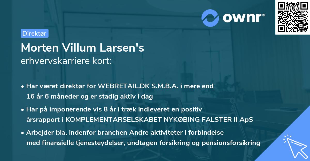Morten Villum Larsen's erhvervskarriere kort