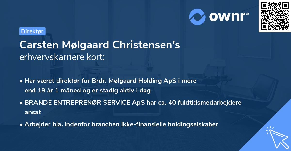 Carsten Mølgaard Christensen's erhvervskarriere kort