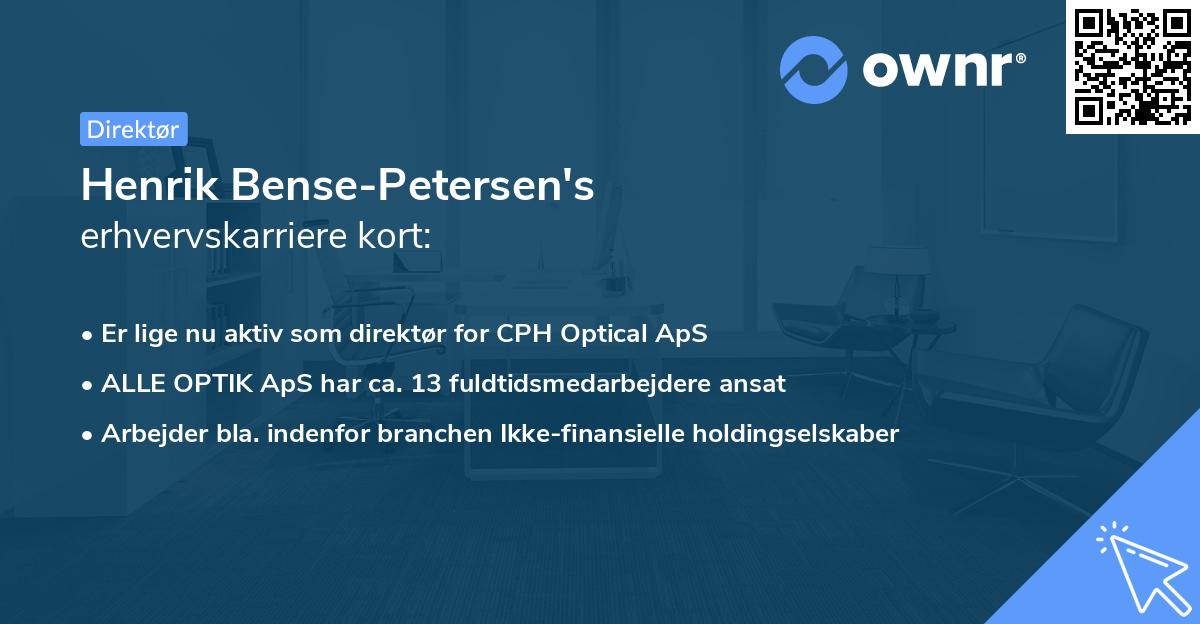 Henrik Bense-Petersen's erhvervskarriere kort