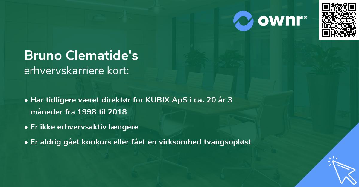 Bruno Clematide's erhvervskarriere kort