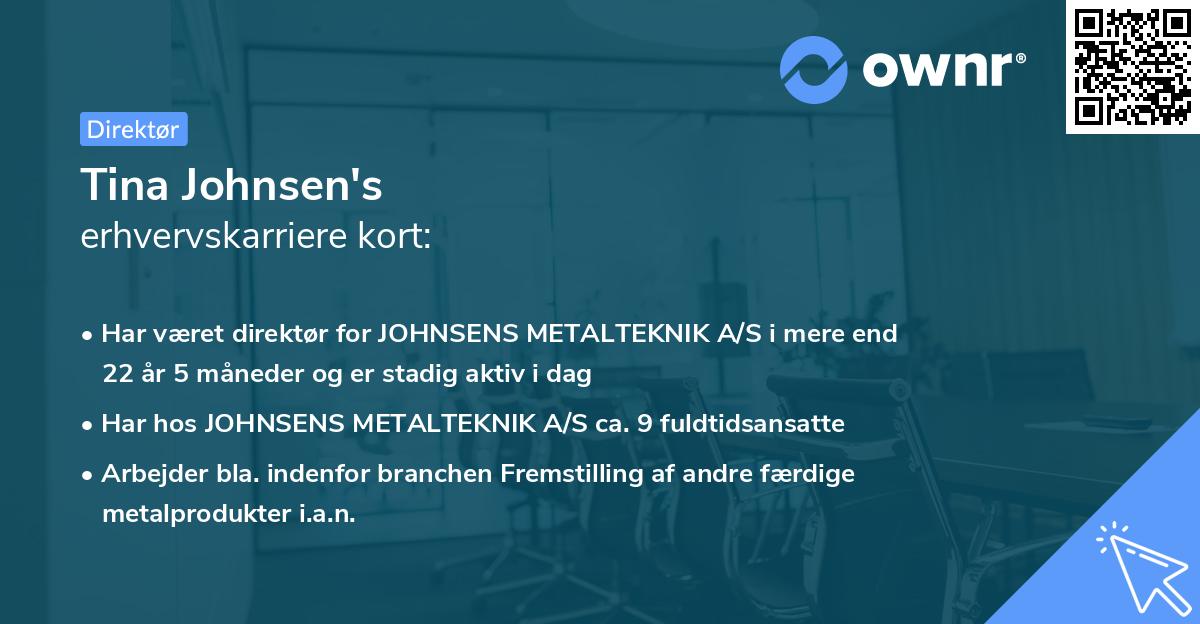 Tina Johnsen's erhvervskarriere kort