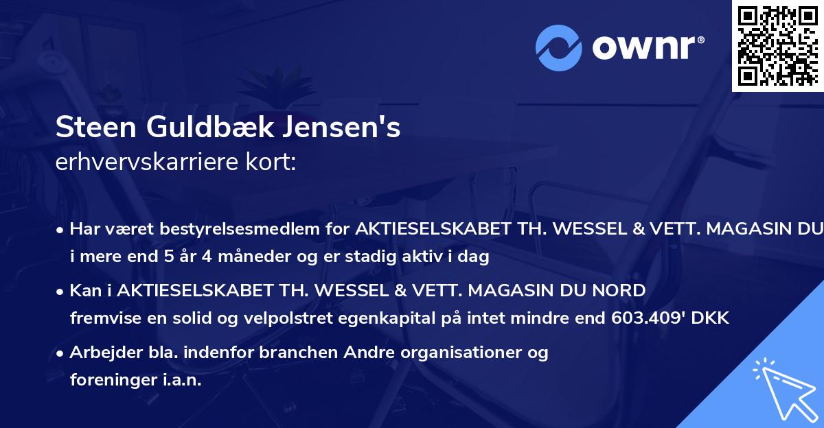 Steen Guldbæk Jensen's erhvervskarriere kort