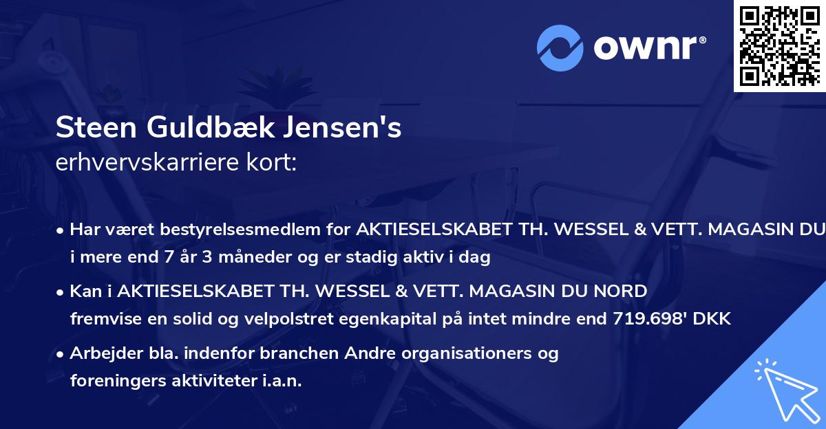Steen Guldbæk Jensen's erhvervskarriere kort