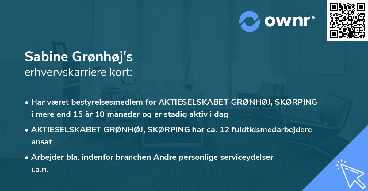 Sabine Grønhøj's erhvervskarriere kort