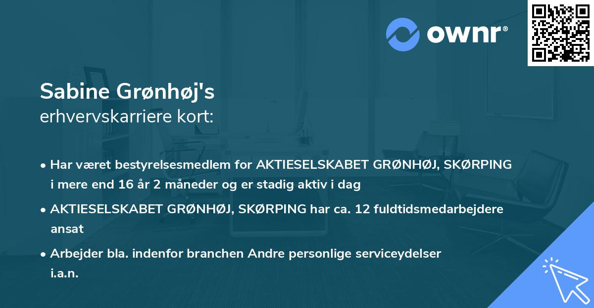 Sabine Grønhøj's erhvervskarriere kort