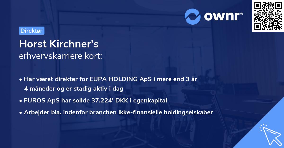 Horst Kirchner's erhvervskarriere kort