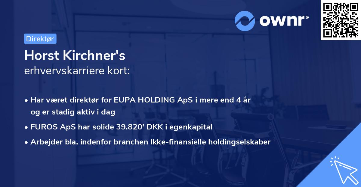 Horst Kirchner's erhvervskarriere kort