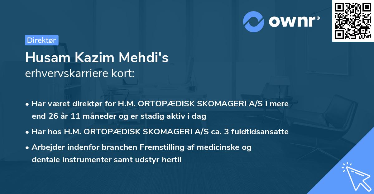Husam Kazim Mehdi's erhvervskarriere kort