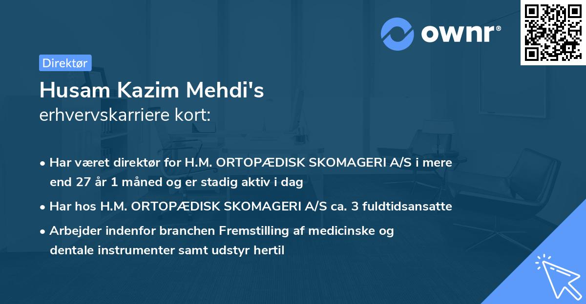 Husam Kazim Mehdi's erhvervskarriere kort