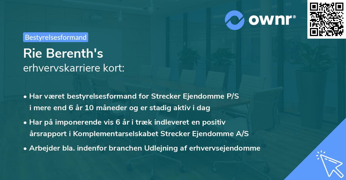 Rie Berenth's erhvervskarriere kort