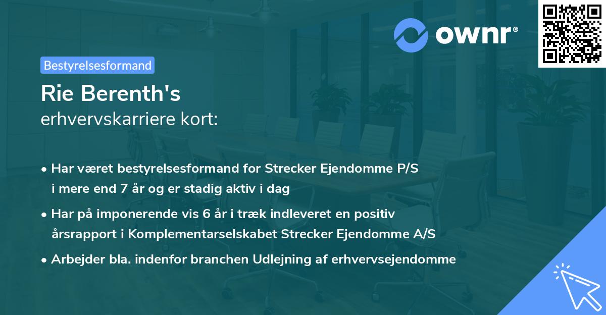 Rie Berenth's erhvervskarriere kort