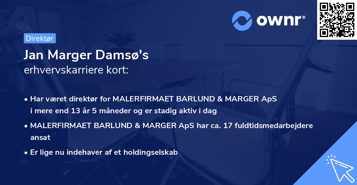 Jan Marger Damsø's erhvervskarriere kort