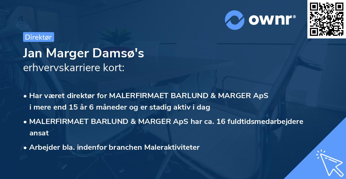 Jan Marger Damsø's erhvervskarriere kort