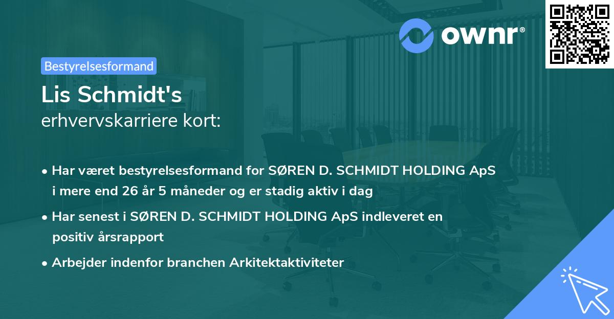 Lis Schmidt's erhvervskarriere kort