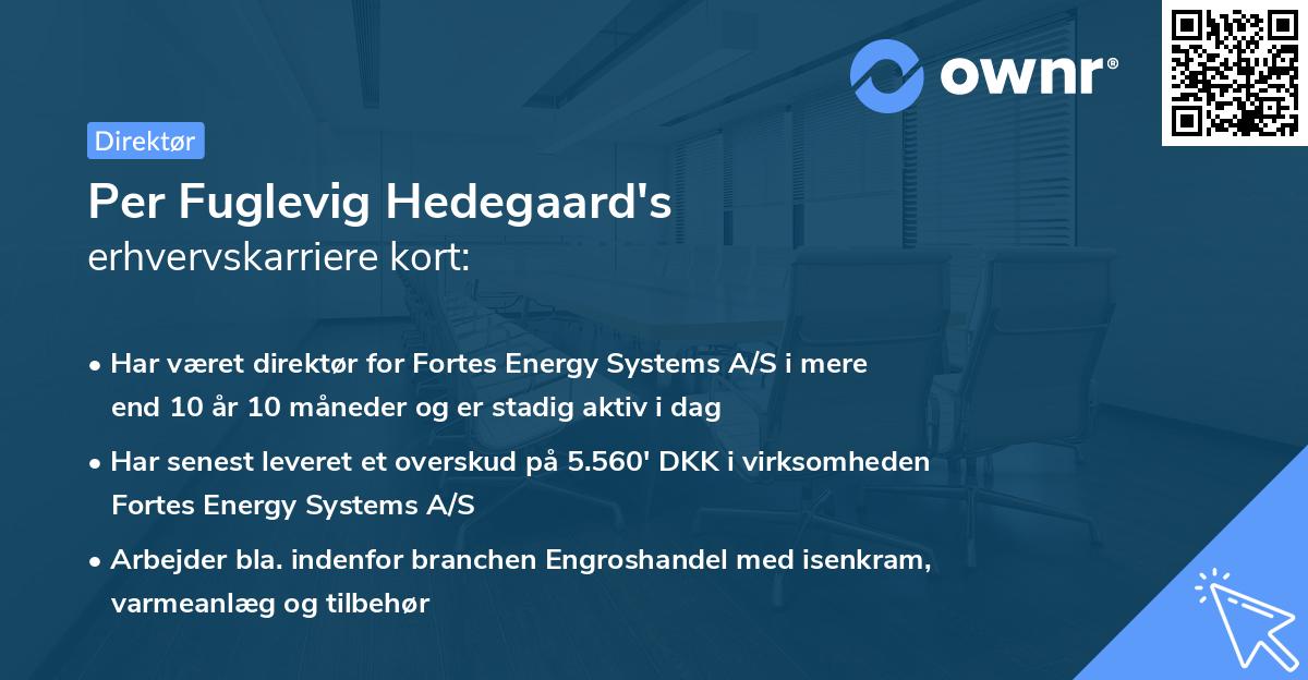 Per Fuglevig Hedegaard's erhvervskarriere kort