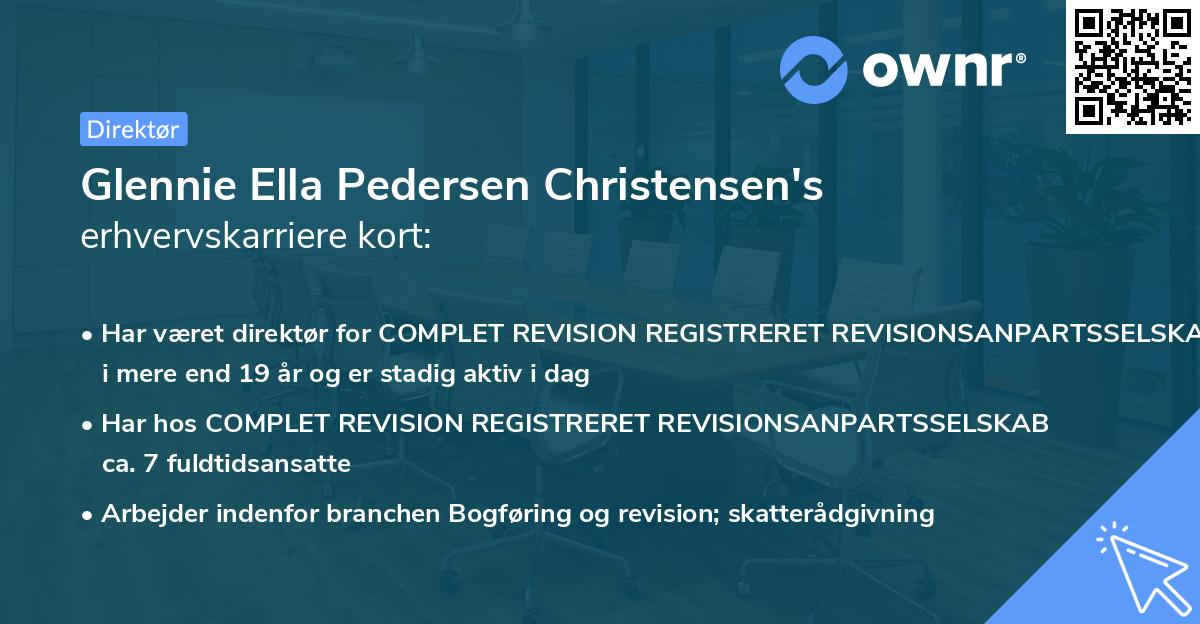 Glennie Ella Pedersen Christensen's erhvervskarriere kort