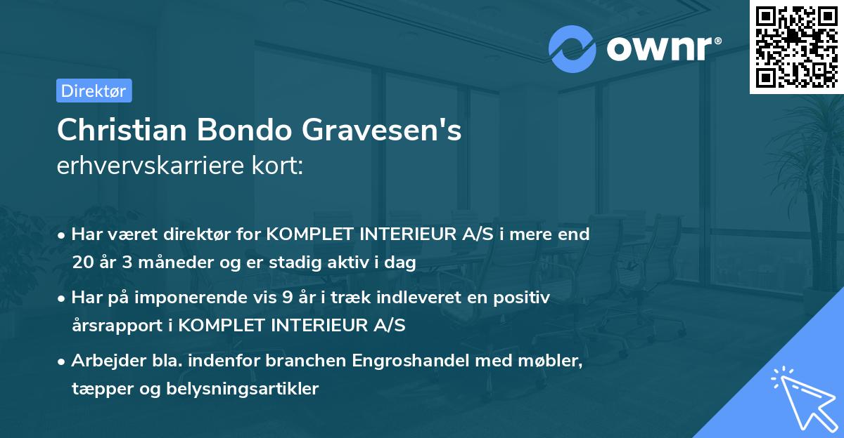 Christian Bondo Gravesen's erhvervskarriere kort