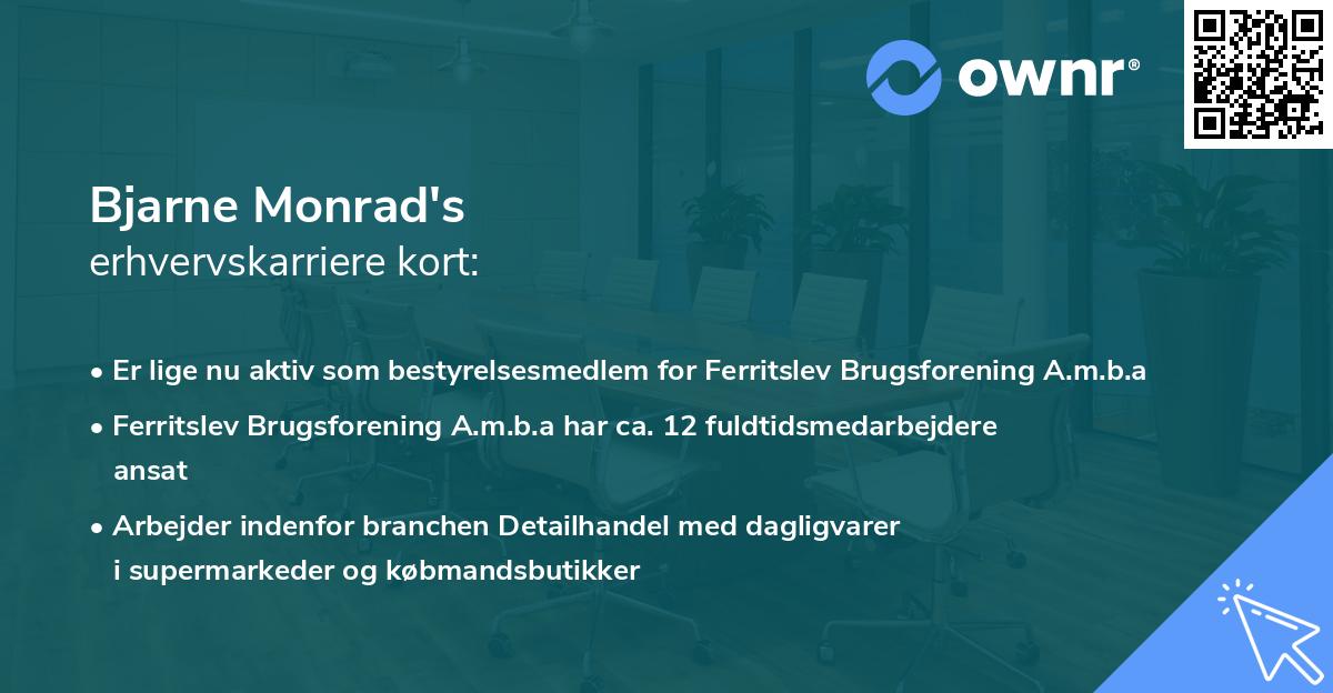 Bjarne Monrad's erhvervskarriere kort