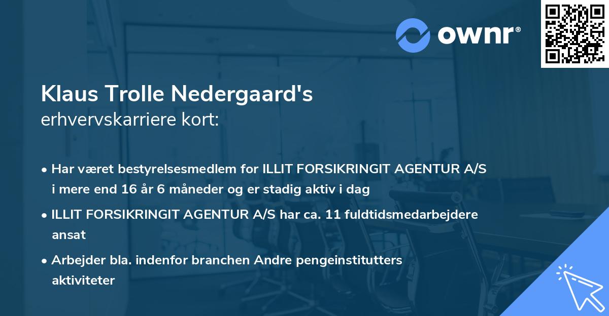 Klaus Trolle Nedergaard's erhvervskarriere kort