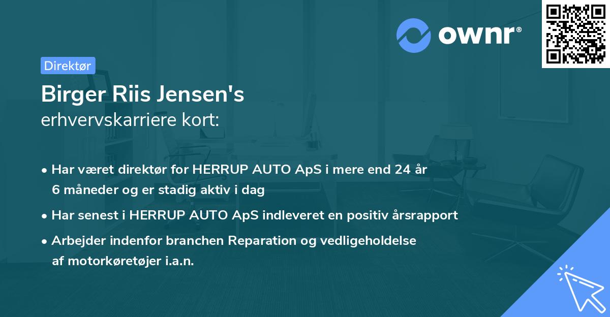 Birger Riis Jensen's erhvervskarriere kort