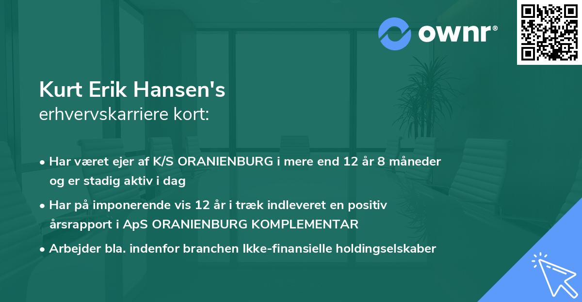 Kurt Erik Hansen's erhvervskarriere kort