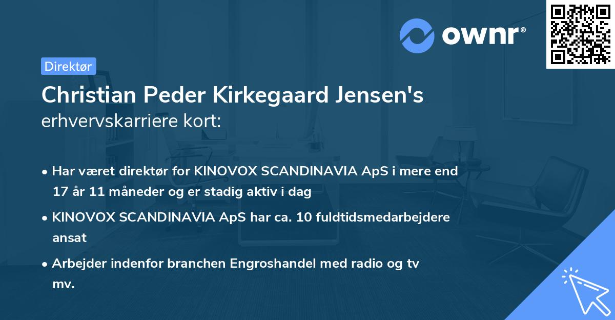 Christian Peder Kirkegaard Jensen's erhvervskarriere kort