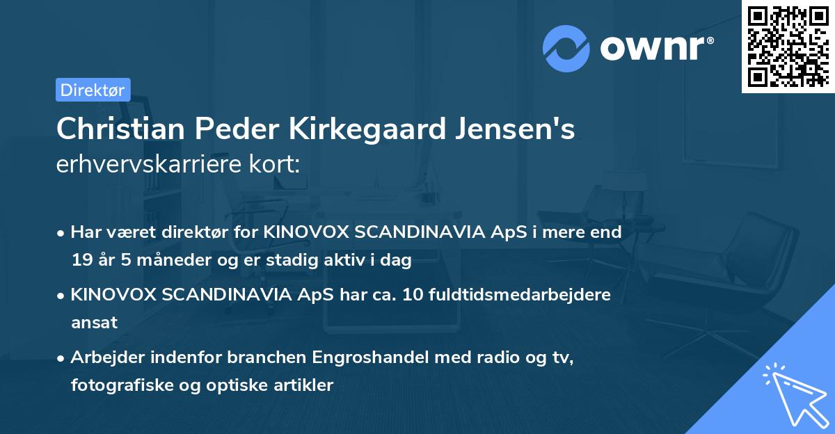 Christian Peder Kirkegaard Jensen's erhvervskarriere kort